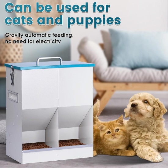 BREUAILY Automatic Cat Feeder for 2 Cats, 10 L Automatic Feeder, Cat Dry Food with Double Funnel, Gravity Cat Feeder for Small Dogs, Cats BREUAILY Automatic Cat Feeder for 2 Cats, 10 L Automatic Feeder, Cat Dry Food with Double Funnel, Gravity Cat Feeder for Small Dogs, Cats