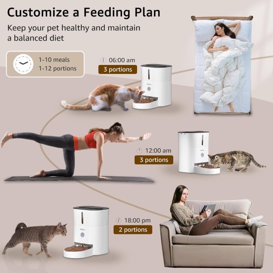 Balimo Automatic Cat Feeder 2.4G WiFi, Cat Food Automatic 3L, Cat Feeder with Night Light and Stainless Steel Bowl, Automatic Feeder, 1 to 10 Meals, Suitable for Dogs and Cats, Black Balimo Automatic Cat Feeder 2.4G WiFi, Cat Food Automatic 3L, Cat Feeder with Night Light and Stainless Steel Bowl, Automatic Feeder, 1 to 10 Meals, Suitable for Dogs and Cats, Black