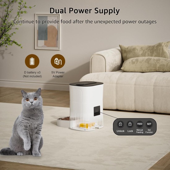 Balimo Automatic Cat Feeder 2.4G WiFi, Cat Food Automatic 3L, Cat Feeder with Night Light and Stainless Steel Bowl, Automatic Feeder, 1 to 10 Meals, Suitable for Dogs and Cats, Black Balimo Automatic Cat Feeder 2.4G WiFi, Cat Food Automatic 3L, Cat Feeder with Night Light and Stainless Steel Bowl, Automatic Feeder, 1 to 10 Meals, Suitable for Dogs and Cats, Black