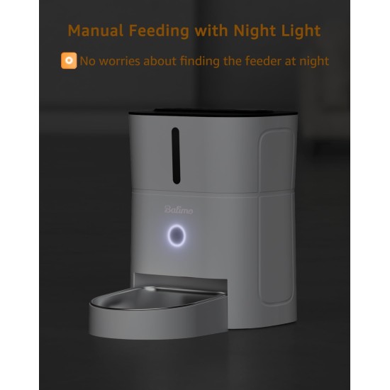 Balimo Automatic Cat Feeder 2.4G WiFi, Cat Food Automatic 3L, Cat Feeder with Night Light and Stainless Steel Bowl, Automatic Feeder, 1 to 10 Meals, Suitable for Dogs and Cats, Black Balimo Automatic Cat Feeder 2.4G WiFi, Cat Food Automatic 3L, Cat Feeder with Night Light and Stainless Steel Bowl, Automatic Feeder, 1 to 10 Meals, Suitable for Dogs and Cats, Black
