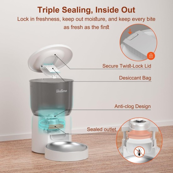 Balimo Automatic Cat Feeder, 3 L Cat Food, 2.4G WiFi Cat Feeder, App Control with Cat Feeder, 1 to 10 Meals per Day, Suitable for Dogs and Cats, Black Balimo Automatic Cat Feeder, 3 L Cat Food, 2.4G WiFi Cat Feeder, App Control with Cat Feeder, 1 to 10 Meals per Day, Suitable for Dogs and Cats, Black