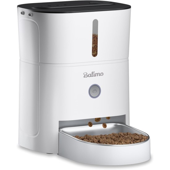 Balimo Automatic Cat Feeder 3L, Cat Food Automatic with Programmable Timer, Automatic Feeder Dogs with Night Light, Fresh Lock Technology, Stainless Steel Bowl, 1 to 6 Meals a Day, White Balimo Automatic Cat Feeder 3L, Cat Food Automatic with Programmable Timer, Automatic Feeder Dogs with Night Light, Fresh Lock Technology, Stainless Steel Bowl, 1 to 6 Meals a Day, White