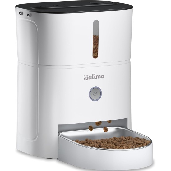 Balimo Automatic Cat Feeder 3L, Cat Food Automatic with Programmable Timer, Automatic Feeder Dogs with Night Light, Fresh Lock Technology, Stainless Steel Bowl, 1 to 6 Meals a Day, White Balimo Automatic Cat Feeder 3L, Cat Food Automatic with Programmable Timer, Automatic Feeder Dogs with Night Light, Fresh Lock Technology, Stainless Steel Bowl, 1 to 6 Meals a Day, White