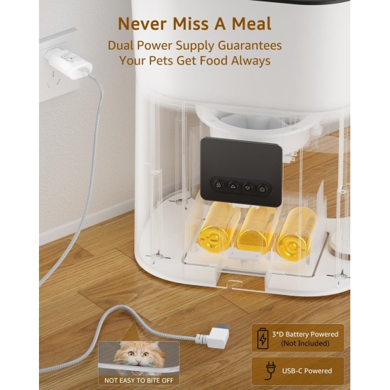 Balimo Automatic Cat Feeder 3L, Cat Food Automatic with Programmable Timer, Automatic Feeder Dogs with Night Light, Fresh Lock Technology, Stainless Steel Bowl, 1 to 6 Meals a Day, White Balimo Automatic Cat Feeder 3L, Cat Food Automatic with Programmable Timer, Automatic Feeder Dogs with Night Light, Fresh Lock Technology, Stainless Steel Bowl, 1 to 6 Meals a Day, White
