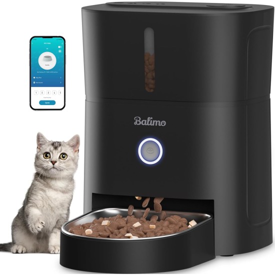 Balimo Automatic Cat Feeder 3L, Cat Food Automatic with Programmable Timer, Automatic Feeder Dogs with Night Light, Fresh Lock Technology, Stainless Steel Bowl, 1 to 6 Meals a Day, White Balimo Automatic Cat Feeder 3L, Cat Food Automatic with Programmable Timer, Automatic Feeder Dogs with Night Light, Fresh Lock Technology, Stainless Steel Bowl, 1 to 6 Meals a Day, White