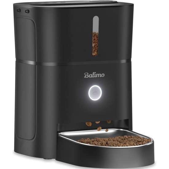 Balimo Automatic Cat Feeder 3L, Cat Food Automatic with Programmable Timer, Automatic Feeder Dogs with Night Light, Fresh Lock Technology, Stainless Steel Bowl, 1 to 6 Meals a Day, Black Balimo Automatic Cat Feeder 3L, Cat Food Automatic with Programmable Timer, Automatic Feeder Dogs with Night Light, Fresh Lock Technology, Stainless Steel Bowl, 1 to 6 Meals a Day, Black