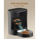 Balimo Automatic Cat Feeder 3L, Cat Food Automatic with Programmable Timer, Automatic Feeder Dogs with Night Light, Fresh Lock Technology, Stainless Steel Bowl, 1 to 6 Meals a Day, Black