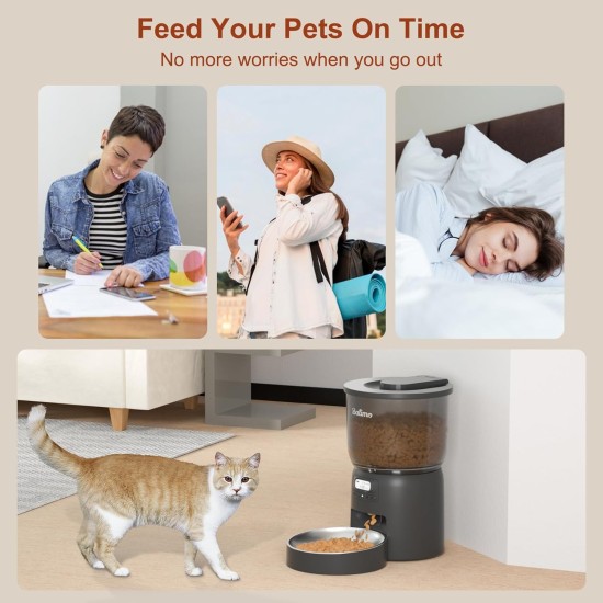 Balimo Automatic Cat Feeder 3L, Cat Food Automatic with Programmable Timer, Automatic Feeder for Cats and Dogs, 1 to 6 Meals a Day, with Stainless Steel Bowl, Black Balimo Automatic Cat Feeder 3L, Cat Food Automatic with Programmable Timer, Automatic Feeder for Cats and Dogs, 1 to 6 Meals a Day, with Stainless Steel Bowl, Black