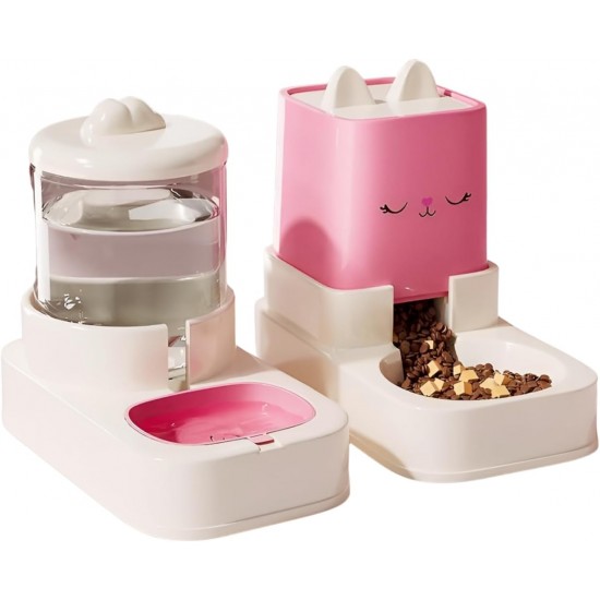 Belijoeuri, Dog Food and Water Dispenser, Feeder and Watering, Food and Water Dispenser for Pets, 2 Bowls with Water Dispenser 2.2 L + 1.8 L (Pink) Belijoeuri, Dog Food and Water Dispenser, Feeder and Watering, Food and Water Dispenser for Pets, 2 Bowls with Water Dispenser 2.2 L + 1.8 L (Pink)