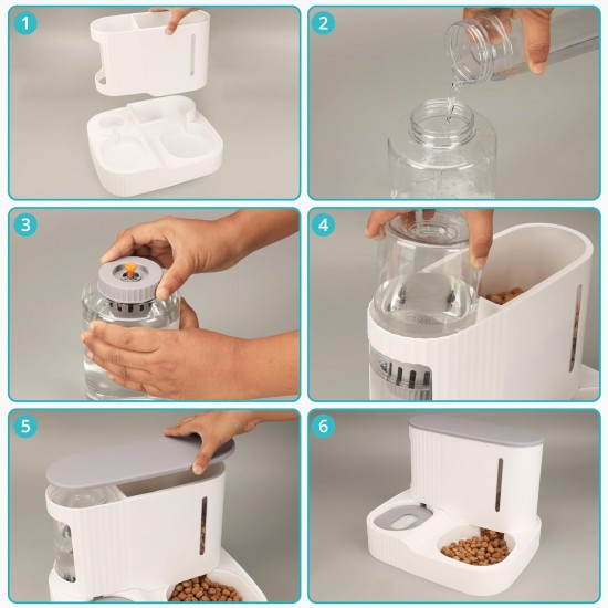 Belle Vous Automatic 2-in-1 Gravity Water Dispenser and Feeder Cat & Dog - 850 ml - Feeder for Cats, Dogs, Kittens & Puppies - Easy to Clean, for Wet/Dry Food Belle Vous Automatic 2-in-1 Gravity Water Dispenser and Feeder Cat & Dog - 850 ml - Feeder for Cats, Dogs, Kittens & Puppies - Easy to Clean, for Wet/Dry Food