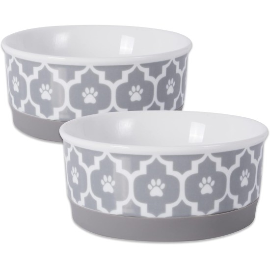 Bone Dry, Pet Bowl, Removable Silicone Ring, Non-Slip Base, Safe Feeding, Less Mess, Microwave and Dishwasher Safe, Single Bowl, Small Set, 4.25 x 2 Inch, Grey, Pack of 2 Bone Dry, Pet Bowl, Removable Silicone Ring, Non-Slip Base, Safe Feeding, Less Mess, Microwave and Dishwasher Safe, Single Bowl, Small Set, 4.25 x 2 Inch, Grey, Pack of 2