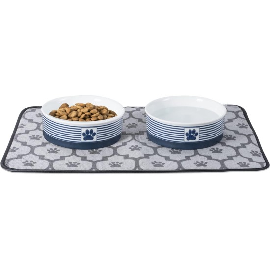 Bone Dry, Pet Bowl, Removable Silicone Ring, Non-Slip Base, Safe Feeding, Less Mess, Microwave and Dishwasher Safe, Single Bowl, Small Set, 4.25 x 2 Inch, Grey, Pack of 2 Bone Dry, Pet Bowl, Removable Silicone Ring, Non-Slip Base, Safe Feeding, Less Mess, Microwave and Dishwasher Safe, Single Bowl, Small Set, 4.25 x 2 Inch, Grey, Pack of 2