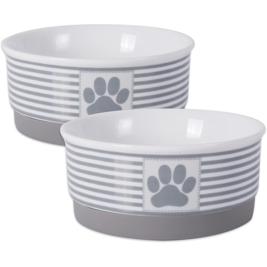 Bone Dry, Pet Bowl, Removable Silicone Ring, Non-Slip Base, Safe Feeding, Less Mess, Microwave and Dishwasher Safe, Single Bowl, Small Set, 4.25 x 2 Inch, Grey, Pack of 2 Bone Dry, Pet Bowl, Removable Silicone Ring, Non-Slip Base, Safe Feeding, Less Mess, Microwave and Dishwasher Safe, Single Bowl, Small Set, 4.25 x 2 Inch, Grey, Pack of 2