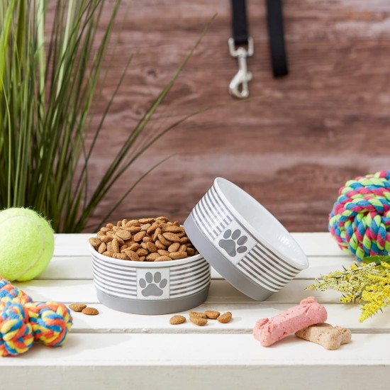 Bone Dry, Pet Bowl, Removable Silicone Ring, Non-Slip Base, Safe Feeding, Less Mess, Microwave and Dishwasher Safe, Single Bowl, Small Set, 4.25 x 2 Inch, Grey, Pack of 2 Bone Dry, Pet Bowl, Removable Silicone Ring, Non-Slip Base, Safe Feeding, Less Mess, Microwave and Dishwasher Safe, Single Bowl, Small Set, 4.25 x 2 Inch, Grey, Pack of 2
