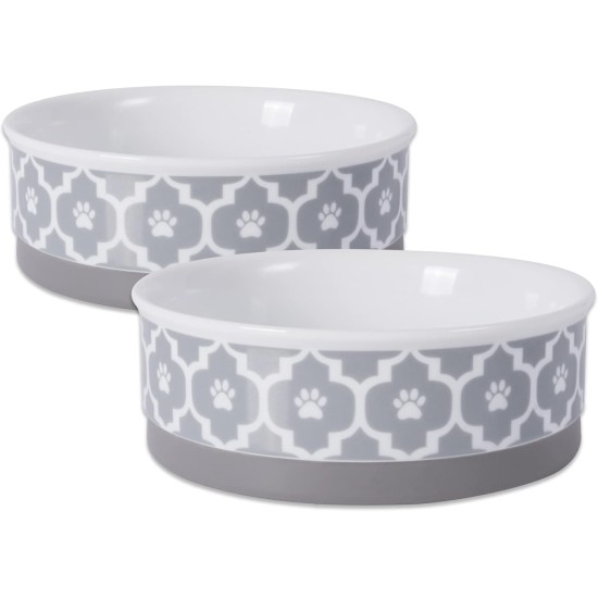 Bone Dry, Pet Bowl, Removable Silicone Ring, Non-Slip Base, Safe Feeding, Less Mess, Microwave and Dishwasher Safe, Single Bowl, Small Set, 4.25 x 2 Inch, Grey, Pack of 2 Bone Dry, Pet Bowl, Removable Silicone Ring, Non-Slip Base, Safe Feeding, Less Mess, Microwave and Dishwasher Safe, Single Bowl, Small Set, 4.25 x 2 Inch, Grey, Pack of 2