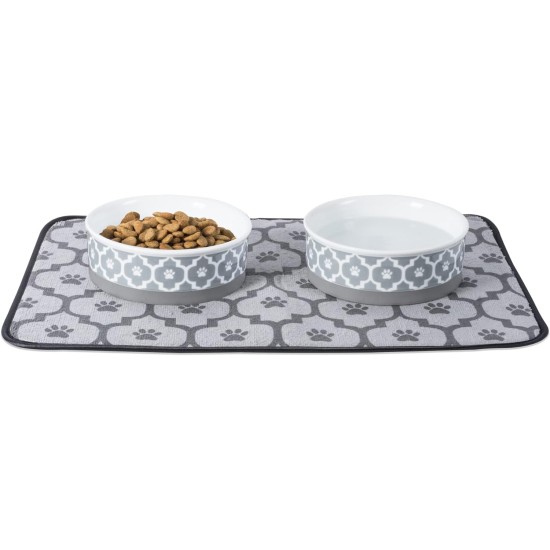 Bone Dry, Pet Bowl, Removable Silicone Ring, Non-Slip Base, Safe Feeding, Less Mess, Microwave and Dishwasher Safe, Single Bowl, Small Set, 4.25 x 2 Inch, Grey, Pack of 2 Bone Dry, Pet Bowl, Removable Silicone Ring, Non-Slip Base, Safe Feeding, Less Mess, Microwave and Dishwasher Safe, Single Bowl, Small Set, 4.25 x 2 Inch, Grey, Pack of 2