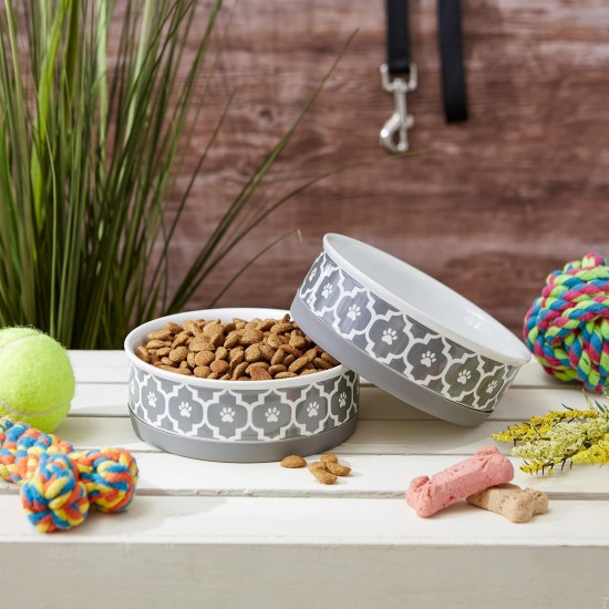 Bone Dry, Pet Bowl, Removable Silicone Ring, Non-Slip Base, Safe Feeding, Less Mess, Microwave and Dishwasher Safe, Single Bowl, Small Set, 4.25 x 2 Inch, Grey, Pack of 2 Bone Dry, Pet Bowl, Removable Silicone Ring, Non-Slip Base, Safe Feeding, Less Mess, Microwave and Dishwasher Safe, Single Bowl, Small Set, 4.25 x 2 Inch, Grey, Pack of 2