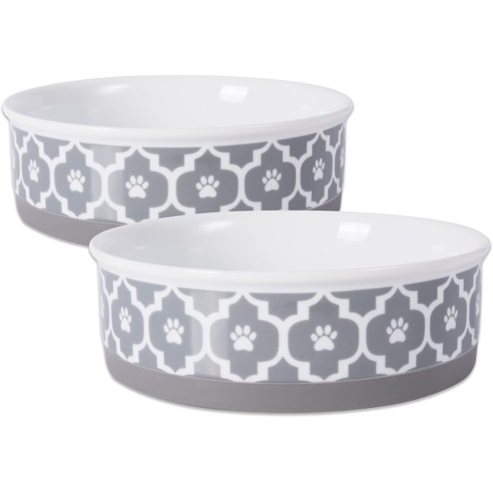 Bone Dry, Pet Bowl, Removable Silicone Ring, Non-Slip Base, Safe Feeding, Less Mess, Microwave and Dishwasher Safe, Single Bowl, Small Set, 4.25 x 2 Inch, Grey, Pack of 2 Bone Dry, Pet Bowl, Removable Silicone Ring, Non-Slip Base, Safe Feeding, Less Mess, Microwave and Dishwasher Safe, Single Bowl, Small Set, 4.25 x 2 Inch, Grey, Pack of 2