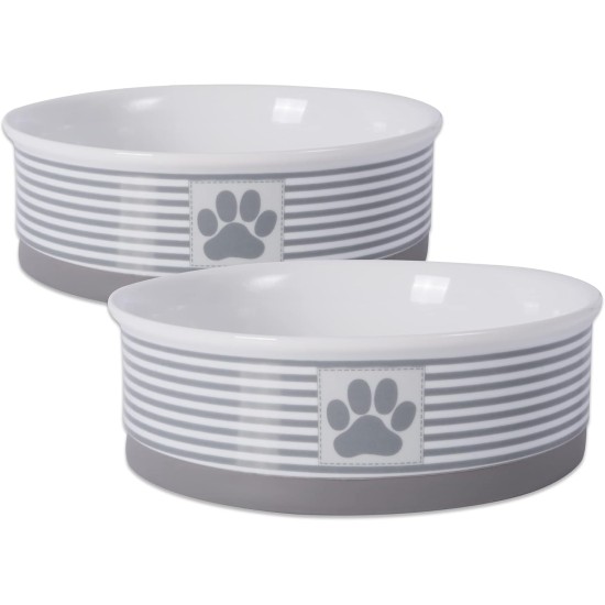 Bone Dry, Pet Bowl, Removable Silicone Ring, Non-Slip Base, Safe Feeding, Less Mess, Microwave and Dishwasher Safe, Single Bowl, Small Set, 4.25 x 2 Inch, Grey, Pack of 2 Bone Dry, Pet Bowl, Removable Silicone Ring, Non-Slip Base, Safe Feeding, Less Mess, Microwave and Dishwasher Safe, Single Bowl, Small Set, 4.25 x 2 Inch, Grey, Pack of 2