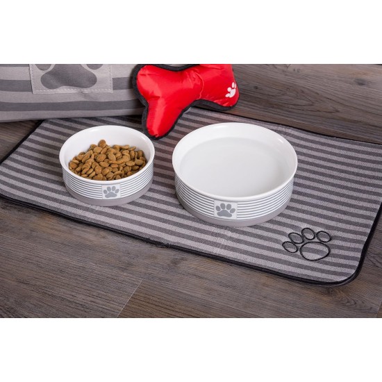 Bone Dry, Pet Bowl, Removable Silicone Ring, Non-Slip Base, Safe Feeding, Less Mess, Microwave and Dishwasher Safe, Single Bowl, Small Set, 4.25 x 2 Inch, Grey, Pack of 2 Bone Dry, Pet Bowl, Removable Silicone Ring, Non-Slip Base, Safe Feeding, Less Mess, Microwave and Dishwasher Safe, Single Bowl, Small Set, 4.25 x 2 Inch, Grey, Pack of 2