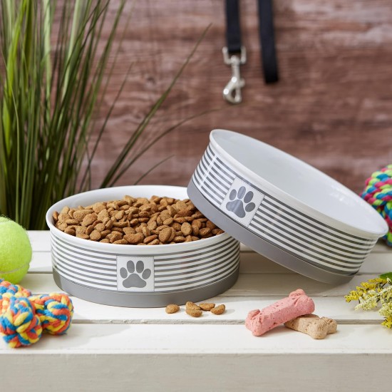 Bone Dry, Pet Bowl, Removable Silicone Ring, Non-Slip Base, Safe Feeding, Less Mess, Microwave and Dishwasher Safe, Single Bowl, Small Set, 4.25 x 2 Inch, Grey, Pack of 2 Bone Dry, Pet Bowl, Removable Silicone Ring, Non-Slip Base, Safe Feeding, Less Mess, Microwave and Dishwasher Safe, Single Bowl, Small Set, 4.25 x 2 Inch, Grey, Pack of 2