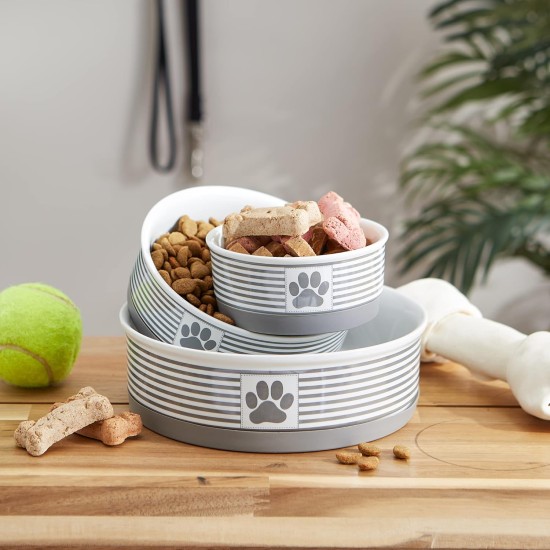 Bone Dry, Pet Bowl, Removable Silicone Ring, Non-Slip Base, Safe Feeding, Less Mess, Microwave and Dishwasher Safe, Single Bowl, Small Set, 4.25 x 2 Inch, Grey, Pack of 2 Bone Dry, Pet Bowl, Removable Silicone Ring, Non-Slip Base, Safe Feeding, Less Mess, Microwave and Dishwasher Safe, Single Bowl, Small Set, 4.25 x 2 Inch, Grey, Pack of 2