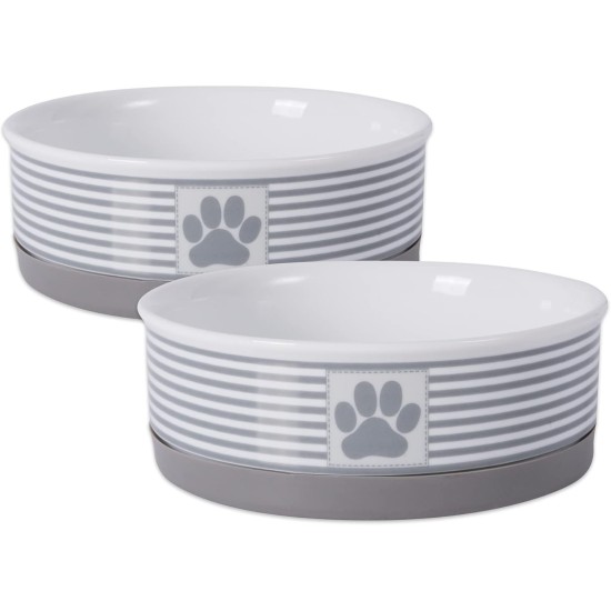 Bone Dry, Pet Bowl, Removable Silicone Ring, Non-Slip Base, Safe Feeding, Less Mess, Microwave and Dishwasher Safe, Single Bowl, Small Set, 4.25 x 2 Inch, Grey, Pack of 2 Bone Dry, Pet Bowl, Removable Silicone Ring, Non-Slip Base, Safe Feeding, Less Mess, Microwave and Dishwasher Safe, Single Bowl, Small Set, 4.25 x 2 Inch, Grey, Pack of 2