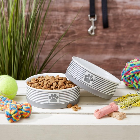 Bone Dry, Pet Bowl, Removable Silicone Ring, Non-Slip Base, Safe Feeding, Less Mess, Microwave and Dishwasher Safe, Single Bowl, Small Set, 4.25 x 2 Inch, Grey, Pack of 2 Bone Dry, Pet Bowl, Removable Silicone Ring, Non-Slip Base, Safe Feeding, Less Mess, Microwave and Dishwasher Safe, Single Bowl, Small Set, 4.25 x 2 Inch, Grey, Pack of 2