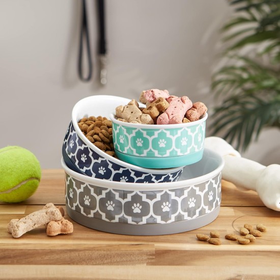 Bone Dry, Pet Bowl, Removable Silicone Ring, Non-Slip Base, Safe Feeding, Less Mess, Microwave and Dishwasher Safe, Single Bowl, Small Set, 4.25 x 2 Inch, Grey, Pack of 2 Bone Dry, Pet Bowl, Removable Silicone Ring, Non-Slip Base, Safe Feeding, Less Mess, Microwave and Dishwasher Safe, Single Bowl, Small Set, 4.25 x 2 Inch, Grey, Pack of 2