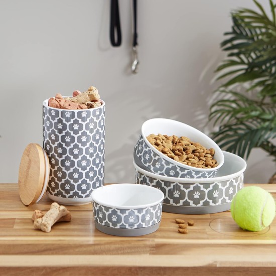 Bone Dry, Pet Bowl, Removable Silicone Ring, Non-Slip Base, Safe Feeding, Less Mess, Microwave and Dishwasher Safe, Single Bowl, Small Set, 4.25 x 2 Inch, Grey, Pack of 2 Bone Dry, Pet Bowl, Removable Silicone Ring, Non-Slip Base, Safe Feeding, Less Mess, Microwave and Dishwasher Safe, Single Bowl, Small Set, 4.25 x 2 Inch, Grey, Pack of 2