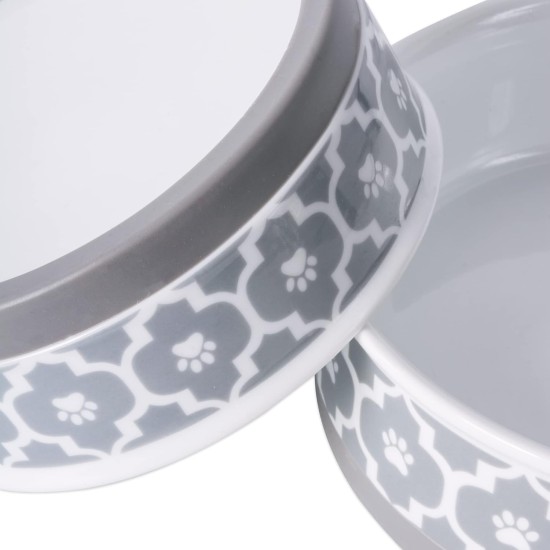 Bone Dry, Pet Bowl, Removable Silicone Ring, Non-Slip Base, Safe Feeding, Less Mess, Microwave and Dishwasher Safe, Single Bowl, Small Set, 4.25 x 2 Inch, Grey, Pack of 2 Bone Dry, Pet Bowl, Removable Silicone Ring, Non-Slip Base, Safe Feeding, Less Mess, Microwave and Dishwasher Safe, Single Bowl, Small Set, 4.25 x 2 Inch, Grey, Pack of 2