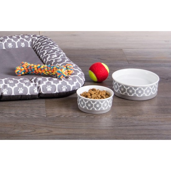 Bone Dry, Pet Bowl, Removable Silicone Ring, Non-Slip Base, Safe Feeding, Less Mess, Microwave and Dishwasher Safe, Single Bowl, Small Set, 4.25 x 2 Inch, Grey, Pack of 2 Bone Dry, Pet Bowl, Removable Silicone Ring, Non-Slip Base, Safe Feeding, Less Mess, Microwave and Dishwasher Safe, Single Bowl, Small Set, 4.25 x 2 Inch, Grey, Pack of 2