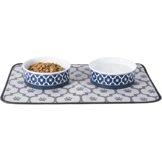 Bone Dry, Pet Bowl, Removable Silicone Ring, Non-Slip Base, Safe Feeding, Less Mess, Microwave and Dishwasher Safe, Single Bowl, Small Set, 4.25 x 2 Inch, Grey, Pack of 2 Bone Dry, Pet Bowl, Removable Silicone Ring, Non-Slip Base, Safe Feeding, Less Mess, Microwave and Dishwasher Safe, Single Bowl, Small Set, 4.25 x 2 Inch, Grey, Pack of 2