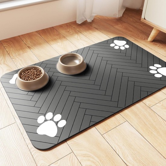 Bowl Mat Dogs and Cats, Absorbent Quick-Drying Dog Bowl Mat, Non-Slip Feeding Bowl Pet Mat, Small Dog Food Mat, Washable (Dark Grey, 30 x 50 cm) Bowl Mat Dogs and Cats, Absorbent Quick-Drying Dog Bowl Mat, Non-Slip Feeding Bowl Pet Mat, Small Dog Food Mat, Washable (Dark Grey, 30 x 50 cm)