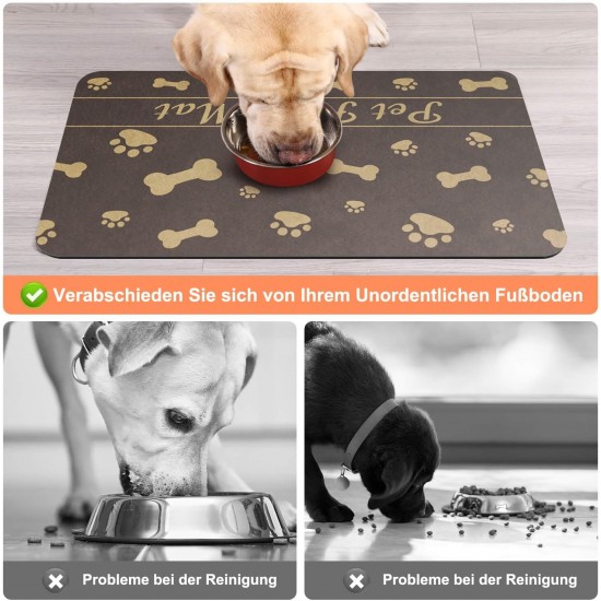 Bowl Mat Dogs and Cats, Absorbent Quick-Drying Dog Bowl Mat, Non-Slip Feeding Bowl Pet Mat, Small Dog Food Mat, Washable (Dark Grey, 30 x 50 cm) Bowl Mat Dogs and Cats, Absorbent Quick-Drying Dog Bowl Mat, Non-Slip Feeding Bowl Pet Mat, Small Dog Food Mat, Washable (Dark Grey, 30 x 50 cm)