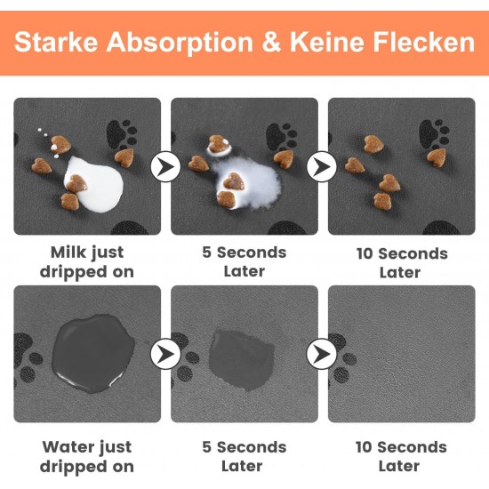 Bowl Mat Dogs and Cats, Absorbent Quick-Drying Dog Bowl Mat, Non-Slip Feeding Bowl Pet Mat, Small Dog Food Mat, Washable (Dark Grey, 30 x 50 cm) Bowl Mat Dogs and Cats, Absorbent Quick-Drying Dog Bowl Mat, Non-Slip Feeding Bowl Pet Mat, Small Dog Food Mat, Washable (Dark Grey, 30 x 50 cm)