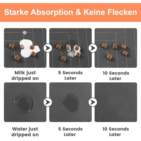 Bowl Mat Dogs and Cats, Absorbent Quick-Drying Dog Bowl Mat, Non-Slip Feeding Bowl Pet Mat, Small Dog Food Mat, Washable (Dark Grey, 30 x 50 cm) Bowl Mat Dogs and Cats, Absorbent Quick-Drying Dog Bowl Mat, Non-Slip Feeding Bowl Pet Mat, Small Dog Food Mat, Washable (Dark Grey, 30 x 50 cm)