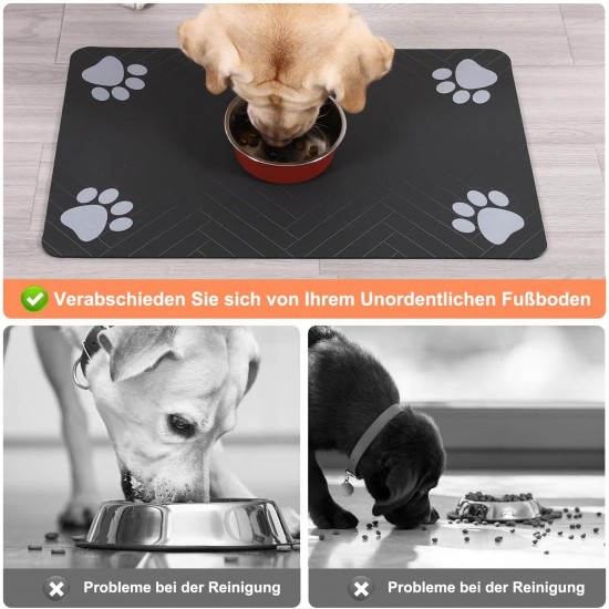 Bowl Mat Dogs and Cats, Absorbent Quick-Drying Dog Bowl Mat, Non-Slip Feeding Bowl Pet Mat, Small Dog Food Mat, Washable (Dark Grey, 30 x 50 cm) Bowl Mat Dogs and Cats, Absorbent Quick-Drying Dog Bowl Mat, Non-Slip Feeding Bowl Pet Mat, Small Dog Food Mat, Washable (Dark Grey, 30 x 50 cm)