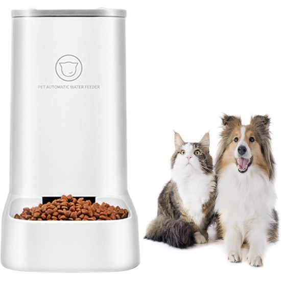 CXAFQ Automatic Cat Puppy Feeder, Intelligent Pet Feeder for Small Animals, Takes up an Area of 0.045 Square Metres, Removable Design, Easy to Clean - 3.8 L, White