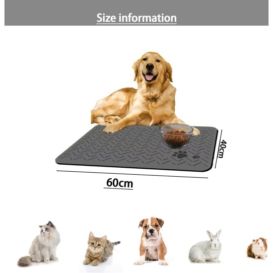 Caiyloxn Bowl Mat Cat and Dog 60 x 40 cm Grey Dog Bowl Mat Non-Slip Feeding Mat Dog for Pet Feeding Bowl Mat Caiyloxn Bowl Mat Cat and Dog 60 x 40 cm Grey Dog Bowl Mat Non-Slip Feeding Mat Dog for Pet Feeding Bowl Mat