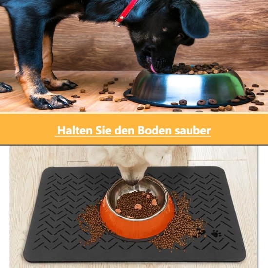 Caiyloxn Bowl Mat Cat and Dog 60 x 40 cm Grey Dog Bowl Mat Non-Slip Feeding Mat Dog for Pet Feeding Bowl Mat Caiyloxn Bowl Mat Cat and Dog 60 x 40 cm Grey Dog Bowl Mat Non-Slip Feeding Mat Dog for Pet Feeding Bowl Mat