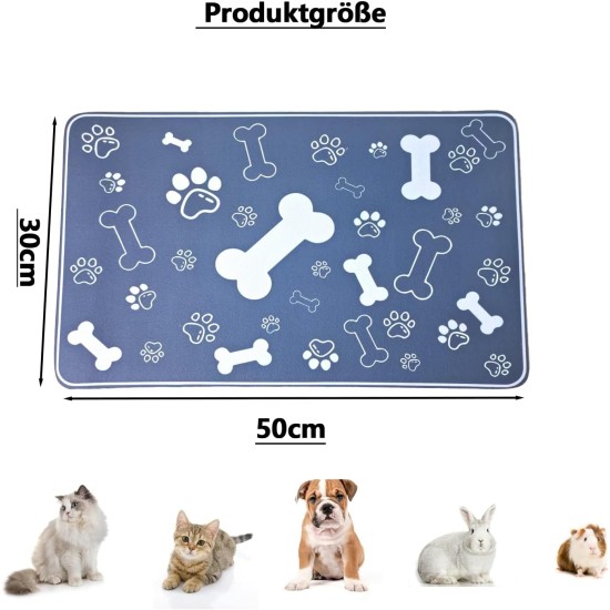Caiyloxn Cat Bowl Mat 50 x 30 cm Waterproof Dog Bowl Mat for Dogs and Cats (Blue) Caiyloxn Cat Bowl Mat 50 x 30 cm Waterproof Dog Bowl Mat for Dogs and Cats (Blue)