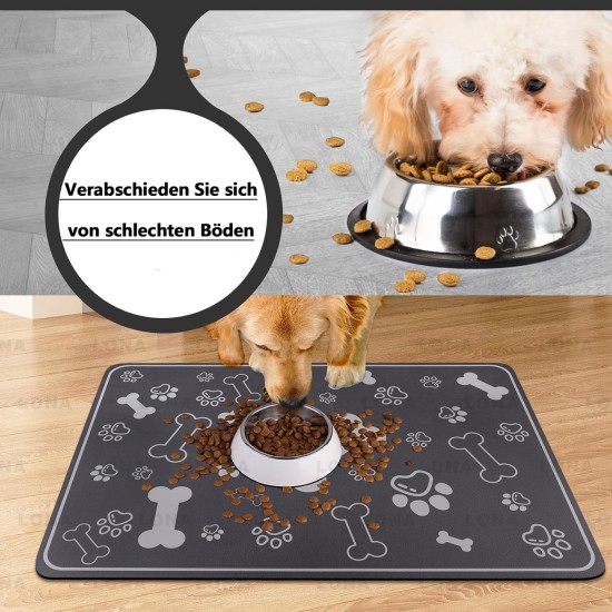 Caiyloxn Dog Bowl Mat, 60 x 40 cm, Pet Food Mat for Dogs and Cats, Large Feeding Mat, Dog Bowl Mat, Non-Slip Waterproof Feeding Bowl Mat for Pets (Grey) Caiyloxn Dog Bowl Mat, 60 x 40 cm, Pet Food Mat for Dogs and Cats, Large Feeding Mat, Dog Bowl Mat, Non-Slip Waterproof Feeding Bowl Mat for Pets (Grey)