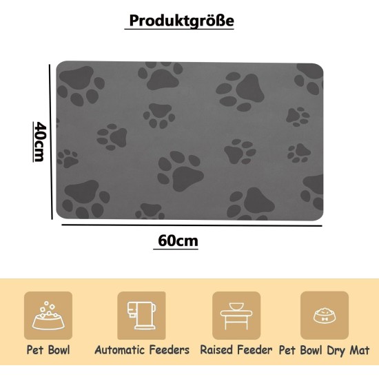 Caiyloxn Dog Bowl Mat, 60 x 40 cm, Pet Food Mat for Dogs and Cats, Large Feeding Mat, Dog Bowl Mat, Non-Slip Waterproof Feeding Bowl Mat for Pets (Grey) Caiyloxn Dog Bowl Mat, 60 x 40 cm, Pet Food Mat for Dogs and Cats, Large Feeding Mat, Dog Bowl Mat, Non-Slip Waterproof Feeding Bowl Mat for Pets (Grey)