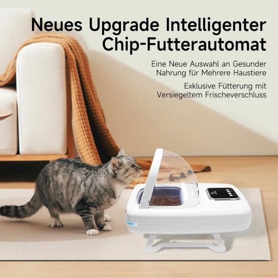 Cat Feeder, Microchip Pet Feeder with RFID Collar Tag, Detects 134.2 kHz 15-Digit Pet Chip ID, Prevents Food Theft, Suitable for Wet and Dry Food Cat Feeder, Microchip Pet Feeder with RFID Collar Tag, Detects 134.2 kHz 15-Digit Pet Chip ID, Prevents Food Theft, Suitable for Wet and Dry Food