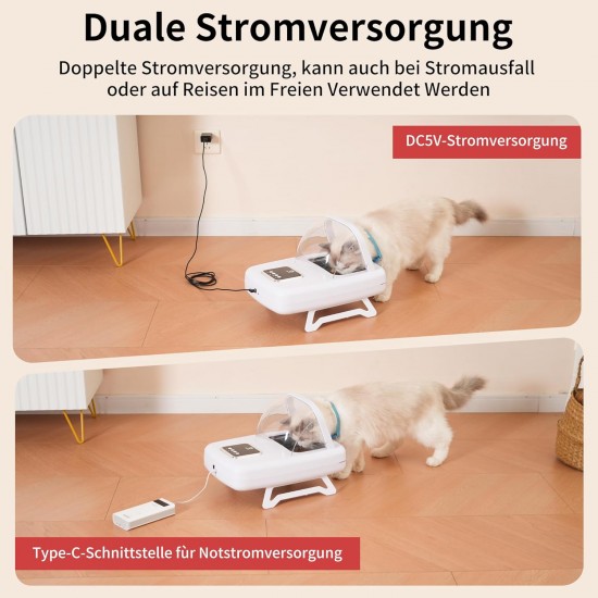 Cat Feeder, Microchip Pet Feeder with RFID Collar Tag, Detects 134.2 kHz 15-Digit Pet Chip ID, Prevents Food Theft, Suitable for Wet and Dry Food Cat Feeder, Microchip Pet Feeder with RFID Collar Tag, Detects 134.2 kHz 15-Digit Pet Chip ID, Prevents Food Theft, Suitable for Wet and Dry Food