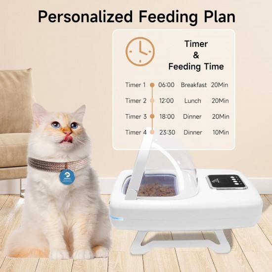 Cat Feeder, Microchip Pet Feeder with RFID Collar Tag, Detects 134.2 kHz 15-Digit Pet Chip ID, Prevents Food Theft, Suitable for Wet and Dry Food Cat Feeder, Microchip Pet Feeder with RFID Collar Tag, Detects 134.2 kHz 15-Digit Pet Chip ID, Prevents Food Theft, Suitable for Wet and Dry Food