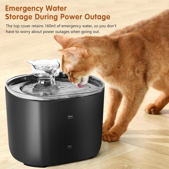 Cat Fountain, Drinking Fountain for Cats, 2.2 L, Super Silent Cat Drinking Fountain, Indoor Cat Fountain for Cats - for Multiple Pets - Black Cat Fountain, Drinking Fountain for Cats, 2.2 L, Super Silent Cat Drinking Fountain, Indoor Cat Fountain for Cats - for Multiple Pets - Black