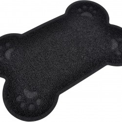 Cat Litter Tray Mat Black Bone Shaped Dining Room Mat 60x40cm Cat Litter Tray Mat Black Bone Shaped Dining Room Mat 60x40cm