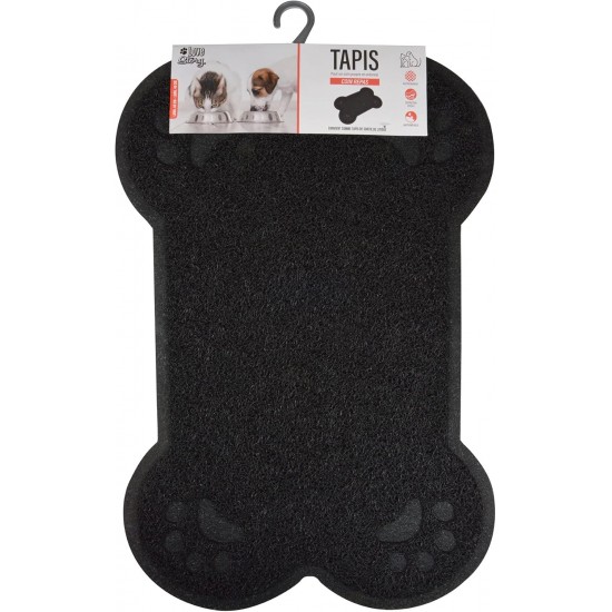 Cat Litter Tray Mat Black Bone Shaped Dining Room Mat 60x40cm Cat Litter Tray Mat Black Bone Shaped Dining Room Mat 60x40cm